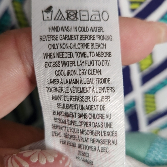 NWT HATLEY NELLIE SHIFT DRESS GEOMETRIC NAVY GREEN WHITE SZ L - Picture 12 of 12